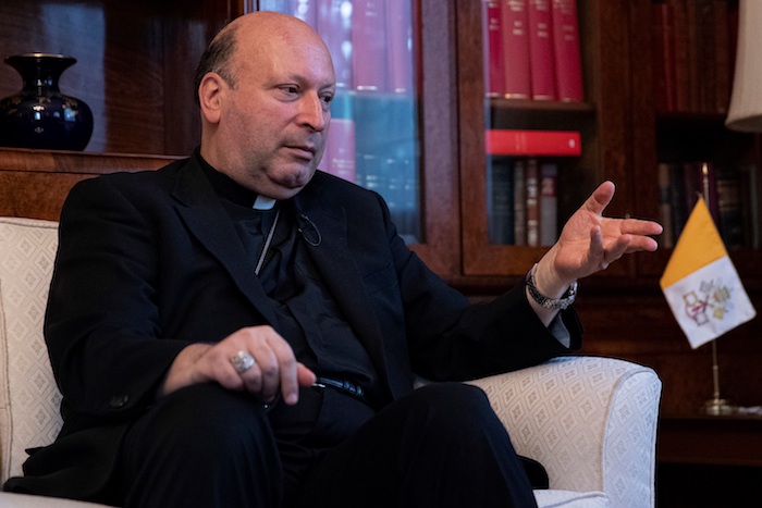 El nuncio apostólico, Franco Coppola, Embajador del Vaticano en México, habla en una entrevista con EFE, pasado 17 de mayo de 2021, en la Ciudad de México.