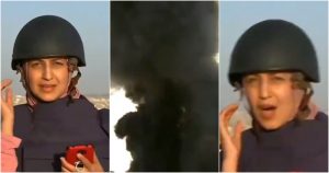 Una reportera fue sorprendida por un bombardeo en Gaza. Foto: Especial.