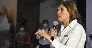 La candidata de Morena a la gubernatura, Mónica Rangel Martínez. Foto: @MonicaRangelSLP, Twitter.