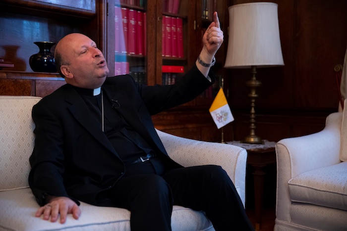 El nuncio apostólico, Franco Coppola, Embajador del Vaticano en México, habla en una entrevista con EFE, pasado 17 de mayo de 2021, en la Ciudad de México.
