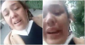 La mujer dijo que es la encargada de dar la bienvenida a los clientes; sin embargo, recalcó que el visitante sólo se enfocó en ver sus pechos. Foto: Captura de video.