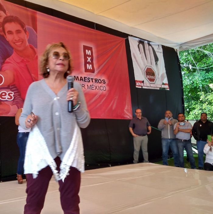 En abril de 2019, la exlideresa del Sindicato Nacional de Trabajadores de la Educación, Elba Esther Gordillo, participó en un acto político de la agrupación Redes Sociales Progresistas.