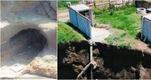 La barda perimetral está a punto de caer por completo al socavón y el suelo bajo la casa se sigue desgajando. Foto: @ffloresm, Twitter.