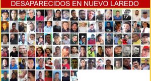 Fotografías de personas desaparecidas en la carretera 85D dentro del territorio de Nuevo Laredo Tamaulipas. Foto: Colectivo Todos Somos Uno.