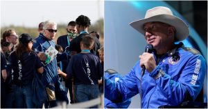 Millonarios en medio de la carreta por el turismo espacial. Fotos: AP