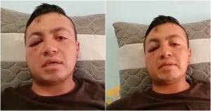 El hombre identificado como Luis Antonio Cruz Pérez expuso por medio de un video que él habría pedido que le cambiaran una bolsa con alimentos que se había caído debido a que el cliente no se lo iba a recibir así. Foto: Captura de video.