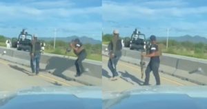 Capturas de video de la Guardia Nacional presuntamente dejando ir a hombres armados. Foto: Captura de pantalla