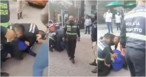El ataque de los uniformados ocurrió en una de las bahías viales en la zona de Sonata en Lomas de Angelópolis el miércoles 8 de septiembre, aunque el video comenzó a hacerse viral por la noche. Foto: Captura de video.