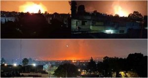 Debido a la fuerte explosión provocada por una toma clandestina de gas LP en esta junta auxiliar, el Hospital de Traumatología y Ortopedia fue evacuado. Foto: Periódico Central