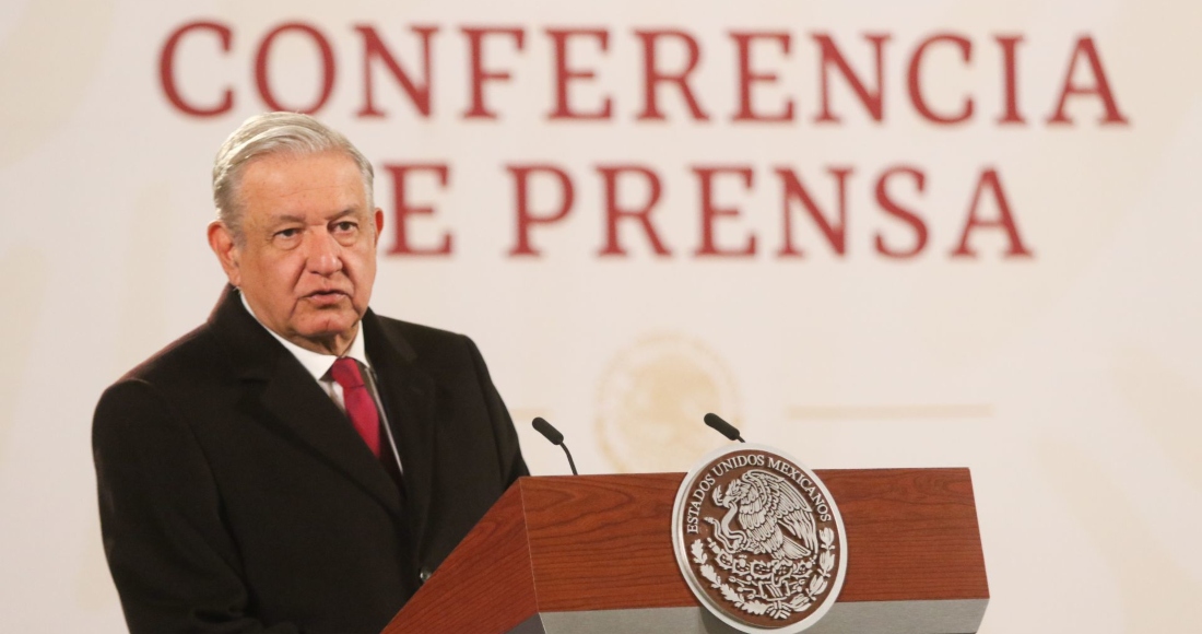 El Presidente Andrés Manuel López Obrador durante su conferencia de prensa de este lunes en Palacio Nacional.