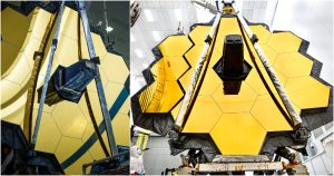 El telescopio espacial James Webb completó con éxito este viernes el despliegue de su enorme parasol. Fotos: Twitter vía @NASAWebb