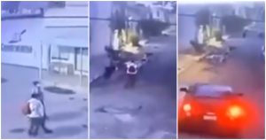 El robo ocurrió alrededor de las 07:00 horas de martes 19 de abril, cuando las víctimas caminaban por la calle Niños Héroes, de acuerdo a la grabación. Foto: Captura de video.