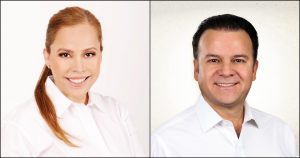 Alma Marina Vitela Rodríguez y Esteban Villegas se encuentran en empate estadístico según Reforma y El Financiero. Foto: Especial