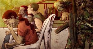 Un trabajo colectivo recaudó cerca de 30 testimonios sobre el operativo en Putumayo, Colombia. Foto: Angie Pik, ilustradora de Vorágine vía Open Democracy.