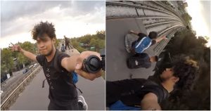 El surfeo de trenes, train surfing o trainsurfing en inglés, es una práctica extrema que consiste en viajar sobre un tren en movimiento. Foto: Captura de pantalla