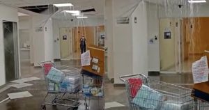 Inundación del Hospital del IMSS "La Margarita" en Puebla, Puebla. Foto: Captura de pantalla.