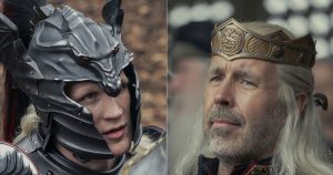 Matt Smith como Daemon Targaryen, izquierda, y Prince Paddy Considine como el rey Viserys Targaryen. Foto: HBO vía AP