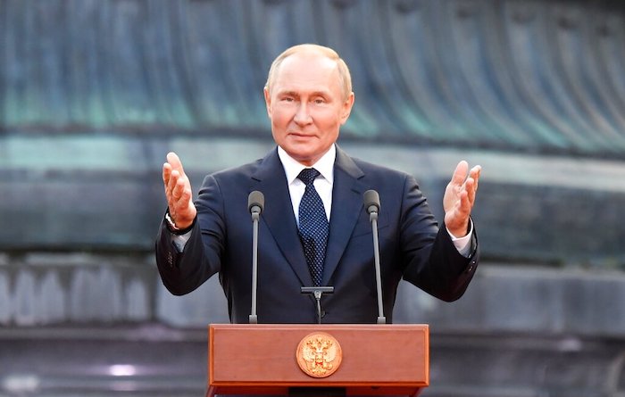 El Presidente de Rusia Vladímir Putin pronuncia un discurso durante un evento el miércoles 21 de septiembre de 2022, en Veliky Novgorod, una de las ciudad más antiguas de Rusia.