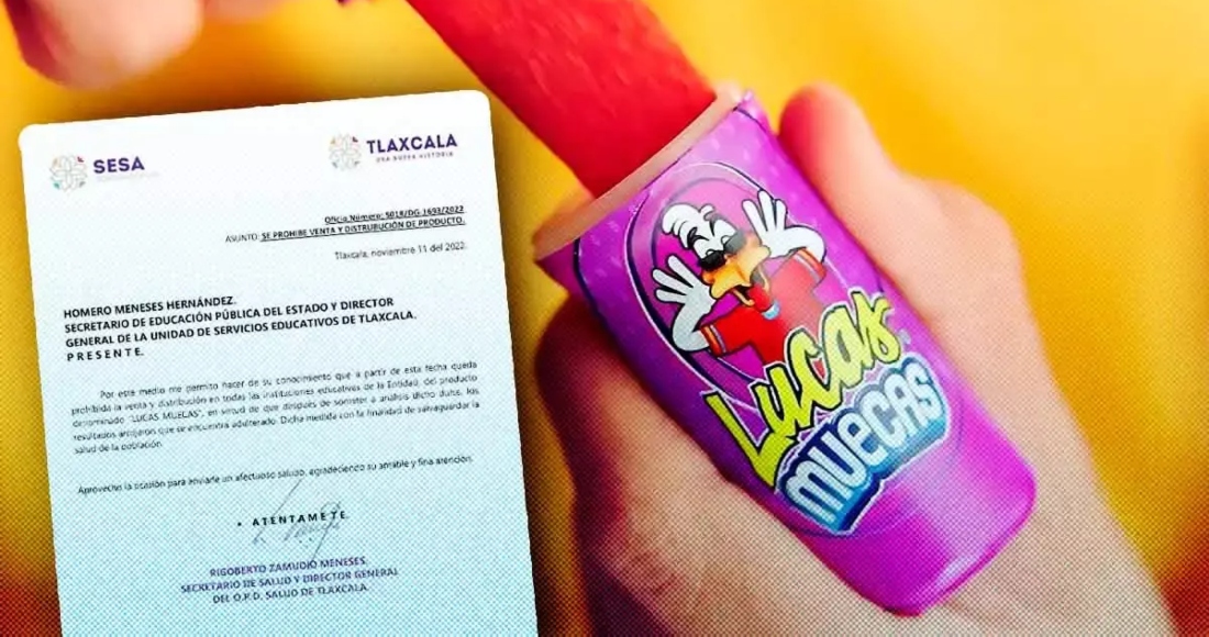Comunicado del gobierno de Tlaxcala para prohibir la venta de "Lucas Muecas". Foto: Especial.