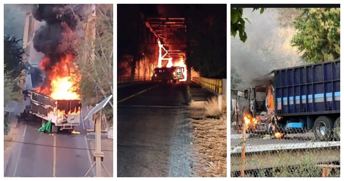 El primero de los hechos fue reportado antes de las seis de la mañana sobre la carretera 80, en el tramo Autlán-Unión de Tula, a la altura del Puente El Corcovado. En el lugar se encontraba un camión de carga pesada ardiendo en llamas. Foto: Especial. 