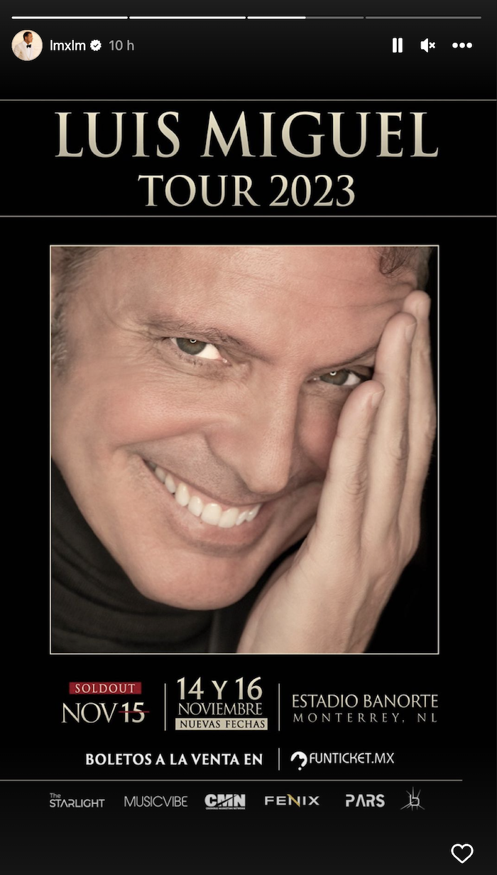 Luis Miguel anunció nuevas fechas de conciertos en Monterrey, Nuevo León.