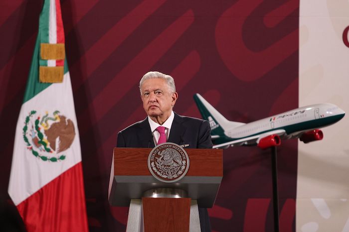 El Presidente Andrés Manuel López Obrador durante su conferencia de prensa matutina.