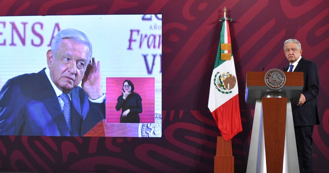 El Presidente Andrés Manuel López Obrador en conferencia de prensa.