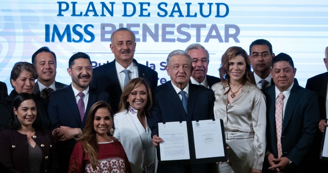 Andrés Manuel López Obrador, Presidente de México, encabezó la conferencia matutina en donde se firmó la adición de 23 estados al plan de salud IMSS-Bienestar.