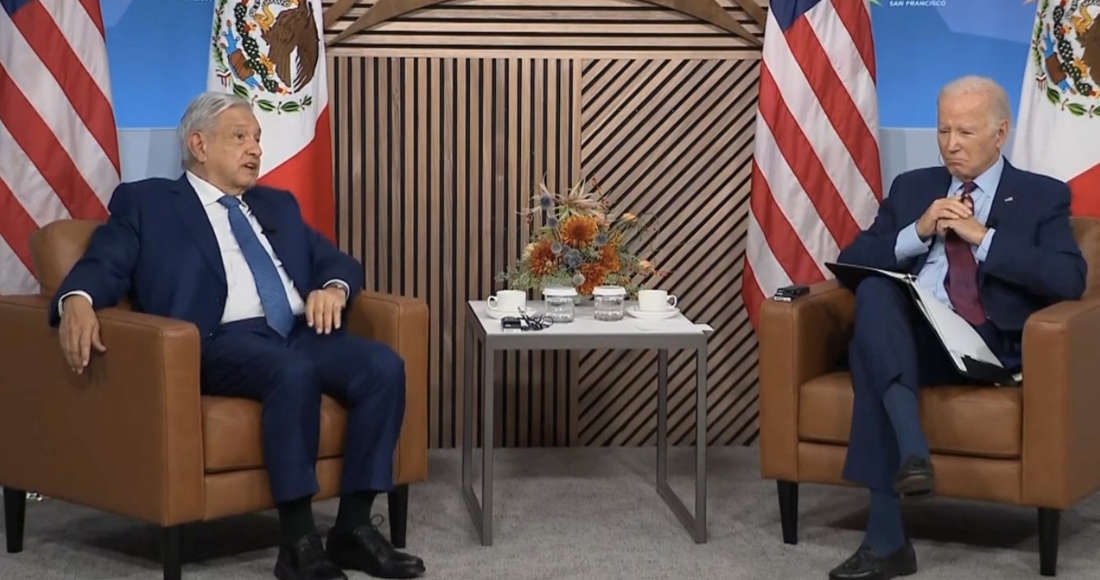 Andrés Manuel López Obrador en la reunión bilateral con el Presidente de EU, Joe Biden. Foto: Twitter.