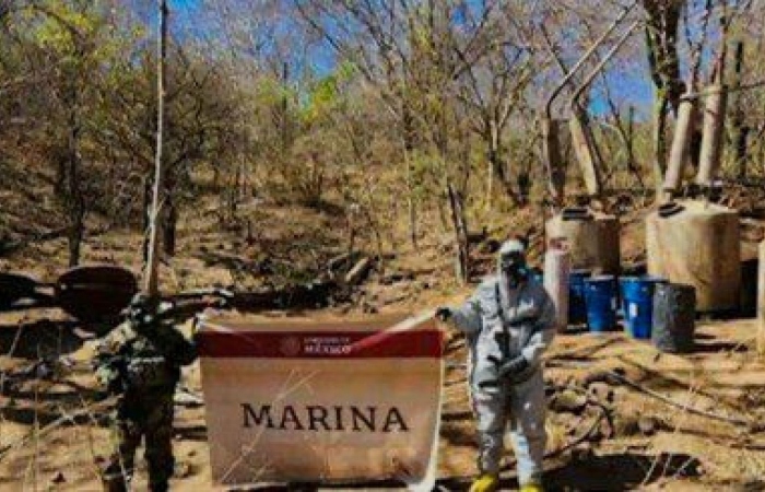 La Armada de México, desmanteló narco laboratorios en dos rancherías: La Carbonera y la Higuerita, en Sinaloa. Foto: Semar, Cuartoscuro