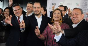 Los líderes del PRI, PAN, PRD y Xóchitl Gálvez.