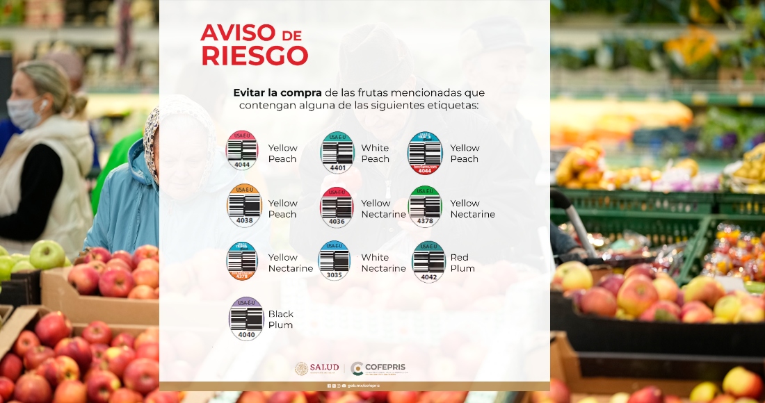 La Comisión Federal para la Protección contra Riesgos Sanitarios (Cofepris) alertó por posible presencia de la bacteria Listeria monocytogenes en frutas como durazno, ciruela y nectarina, de la marca HMC Farms, distribuidas en nuestro país.