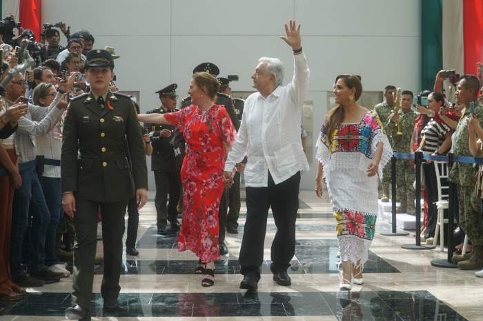 Fotografía tomada durante la entrega de las instalaciones del Aeropuerto "Felipe Carrillo" en Tulum el 1° de diciembre de 2023.