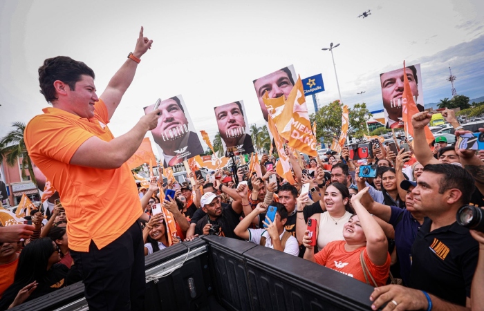 Samuel García Sepúlveda en un acto de precampaña, el 27 de noviembre de 2023.