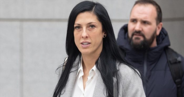 La futbolista Jenni Hermoso a su salida de declarar en la Audiencia Nacional por el "caso Rubiales".