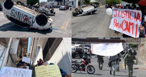 Vuelcan taxis y bloquean la vía México-Acapulco para exigir justicia por la niña Camila.
