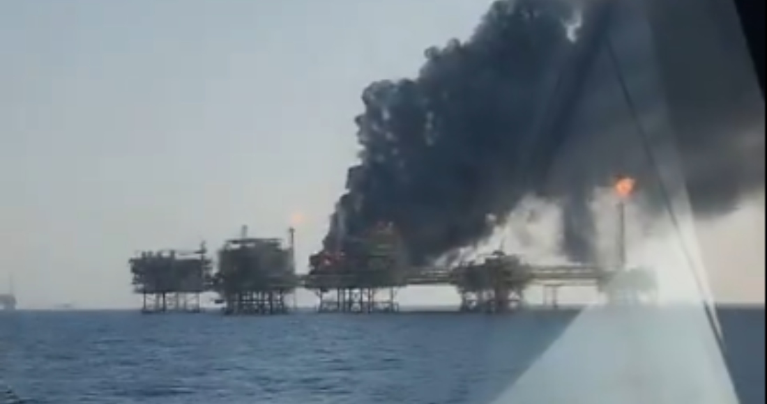 Se registró un incendio en una plataforma petrolera de Pemex en Campeche.