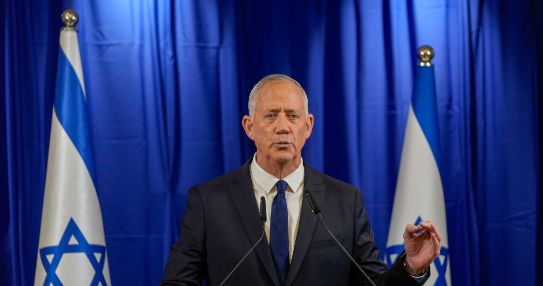 Benny Gantz, político centrista israelí, al anunciar su renuncia al Gabinete de Guerra, en Ramat Gan, Israel, el 9 de junio de 2024.