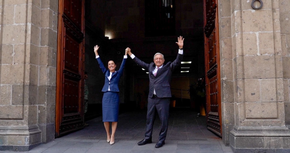 Claudia Sheinbaum y López Obrador en Palacio Nacional.