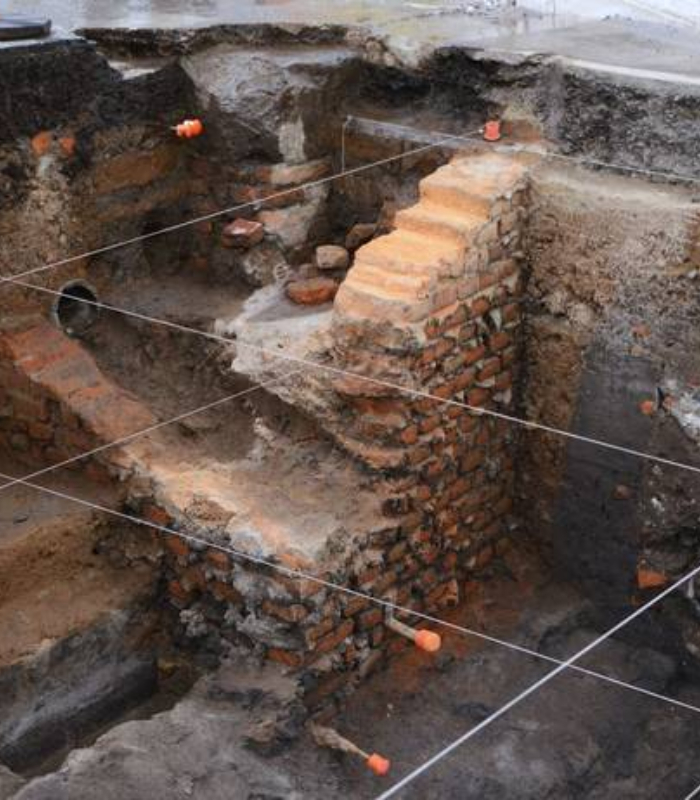 Detalle de los vestigios arqueológicos encontrados en Ciudad de México.