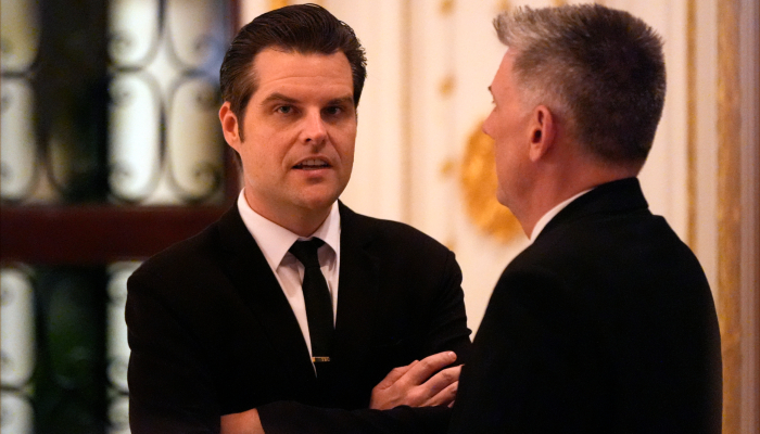 Matt Gaetz en una gala del America First Policy Institute