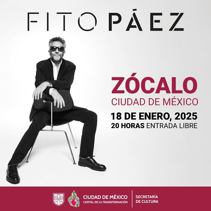 Fito Páez se presentará en el Zócalo.