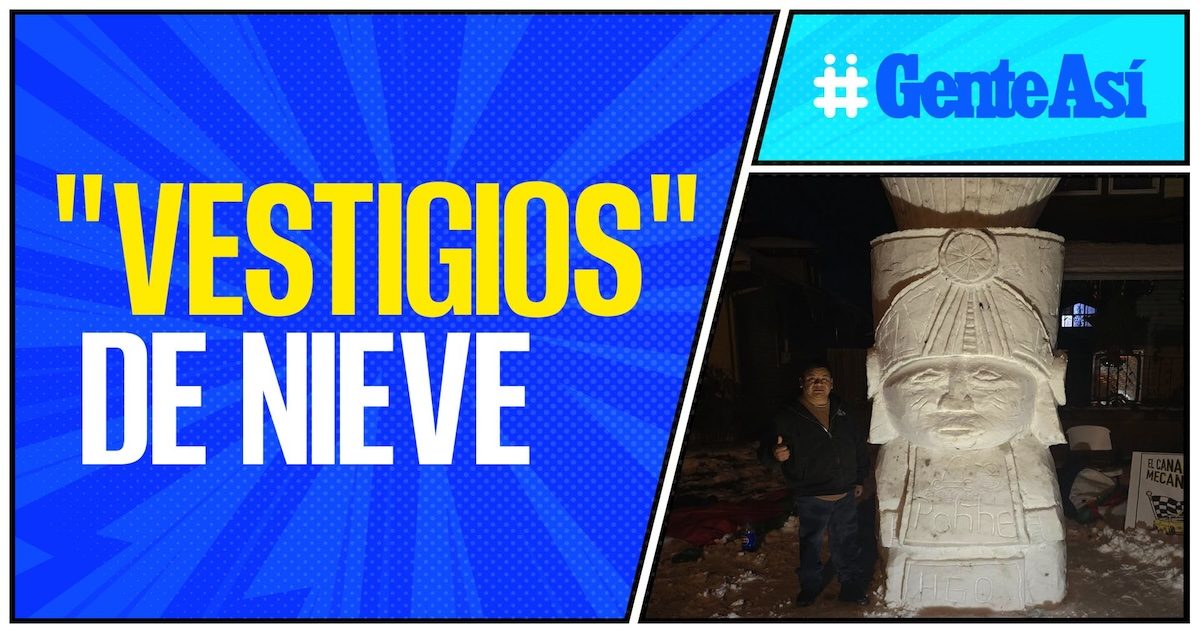 Arturo Bohay, un mexicano originario de Pañhé, ubicado en el municipio de Tecozautla, Hidalgo, aprovechó las intensas nevadas en Estados Unidos para rendir un homenaje a sus raíces.