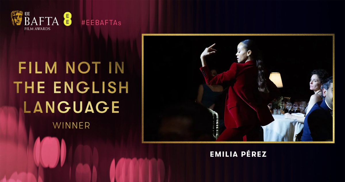 Emilia Pérez, la película del director francés Jacques Audiard, se ha alzado este domingo con el premio BAFTA en la categoría de mejor película de habla no inglesa.
