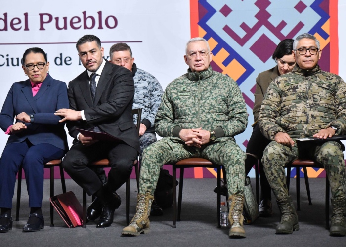Gabienete de Seguridad en la conferencia de prensa de la Presidenta Claudia Sheinbaum.