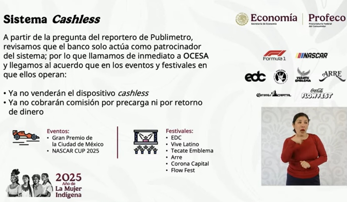 Profeco y Ocesa llegaron a un acuerdo para poner fin a comisiones por usar cashless.