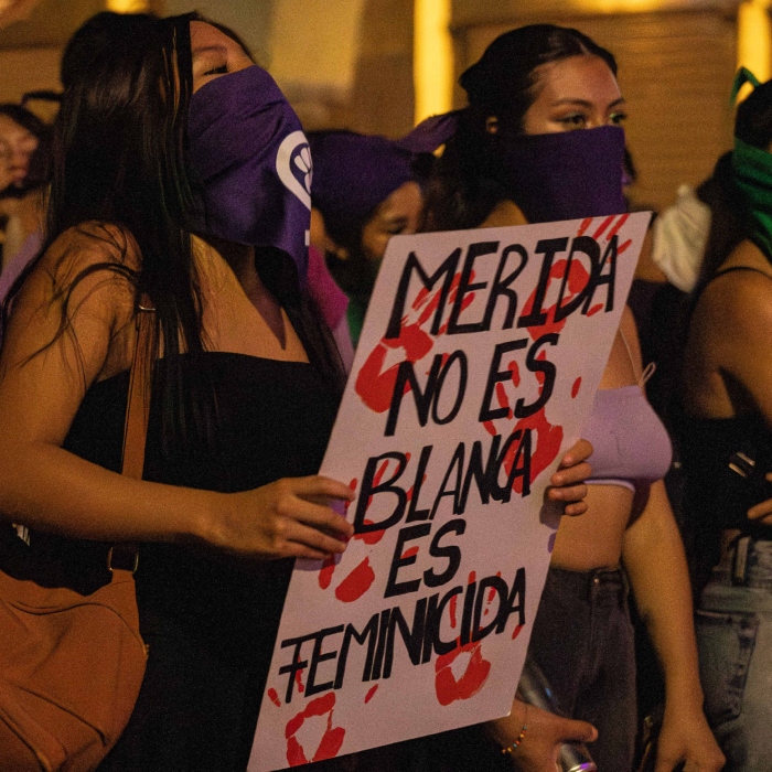 Protesta por el Día de la Mujer en Mérida.