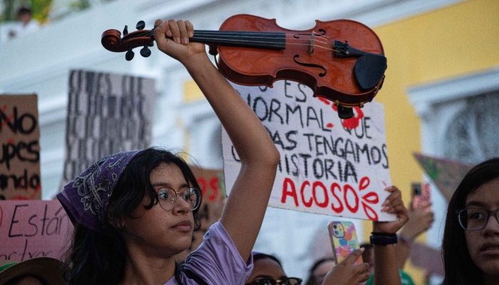 Protesta por el Día de la Mujer en Mérida.