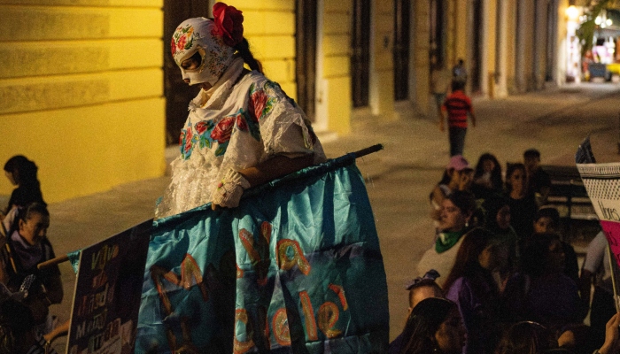 Protesta por el Día de la Mujer en Mérida.