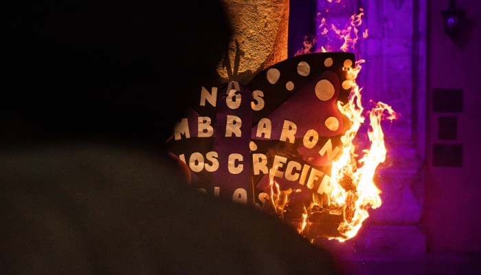 Protesta por el Día de la Mujer en Mérida.